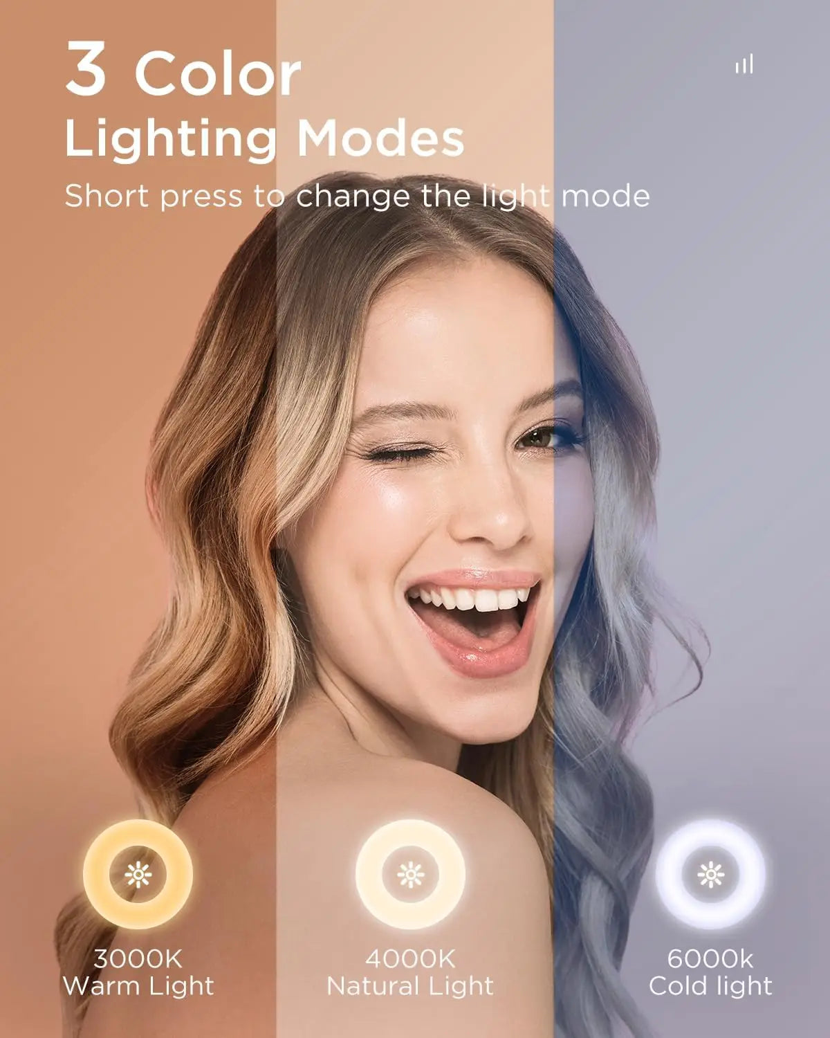 BESTOPE PRO Vanity Mirror with Lights, 23.6'' x 22.4'' Height Adjustable Makeup Hollywood Mirror with 3 Color Modes, 10X Magnifi