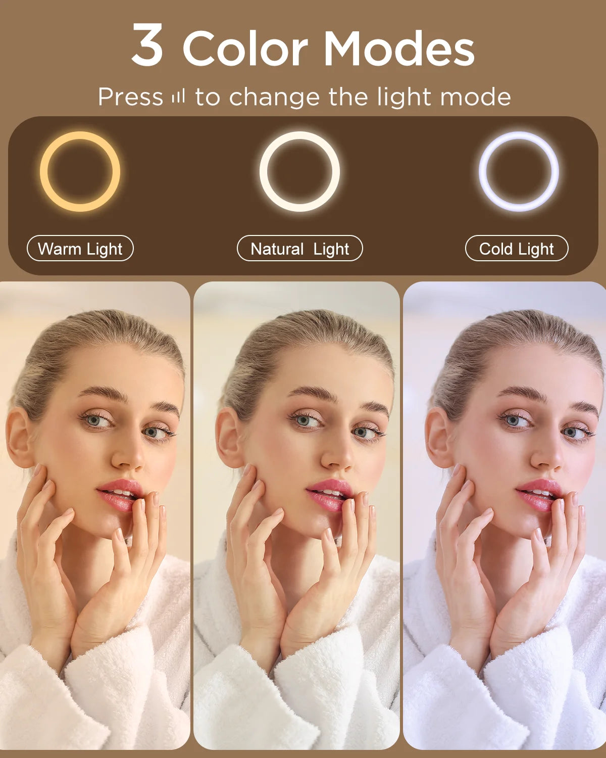 BESTOPE PRO Vanity Mirror with Lights, 23.6'' x 22.4'' Height Adjustable Makeup Hollywood Mirror with 3 Color Modes, 10X Magnifi