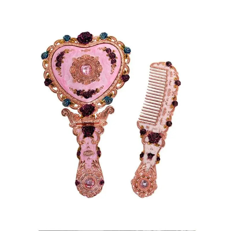 Large Foldable Heart Shape Mirror Set, Vanity Travel Mirror, Makeup Mirror for Girl Gift, European, J034