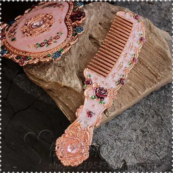 Large Foldable Heart Shape Mirror Set, Vanity Travel Mirror, Makeup Mirror for Girl Gift, European, J034