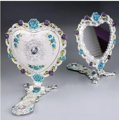 Large Foldable Heart Shape Mirror Set, Vanity Travel Mirror, Makeup Mirror for Girl Gift, European, J034