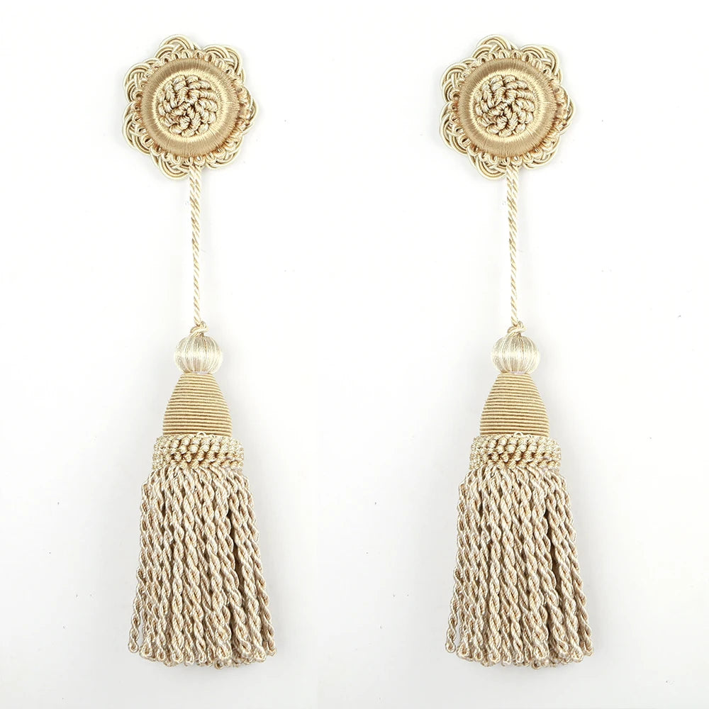 2Pieces Tassels Hanging Rope Curtain Accessories DIY Sewing Craft Fringe Trim Key Tassel for Bag Home Decor Fringed Gift