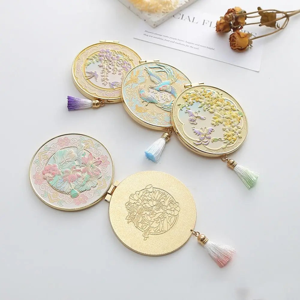 Crafts Metal Makeup Mirror Folding Portable Cosmetic Mirror Exquisite Creative Handheld Mirror Gift