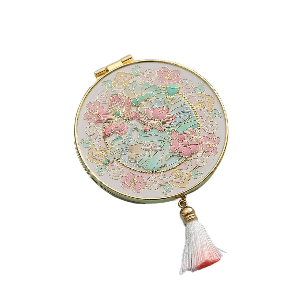 Crafts Metal Makeup Mirror Folding Portable Cosmetic Mirror Exquisite Creative Handheld Mirror Gift