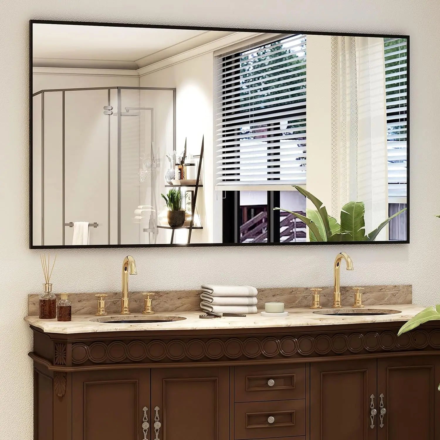 Full Length Mirror with Stand 34"x76" Full Body Mirror Floor Mirror Standing Hanging or Leaning Wall, Wall Mirror with Stand Alu