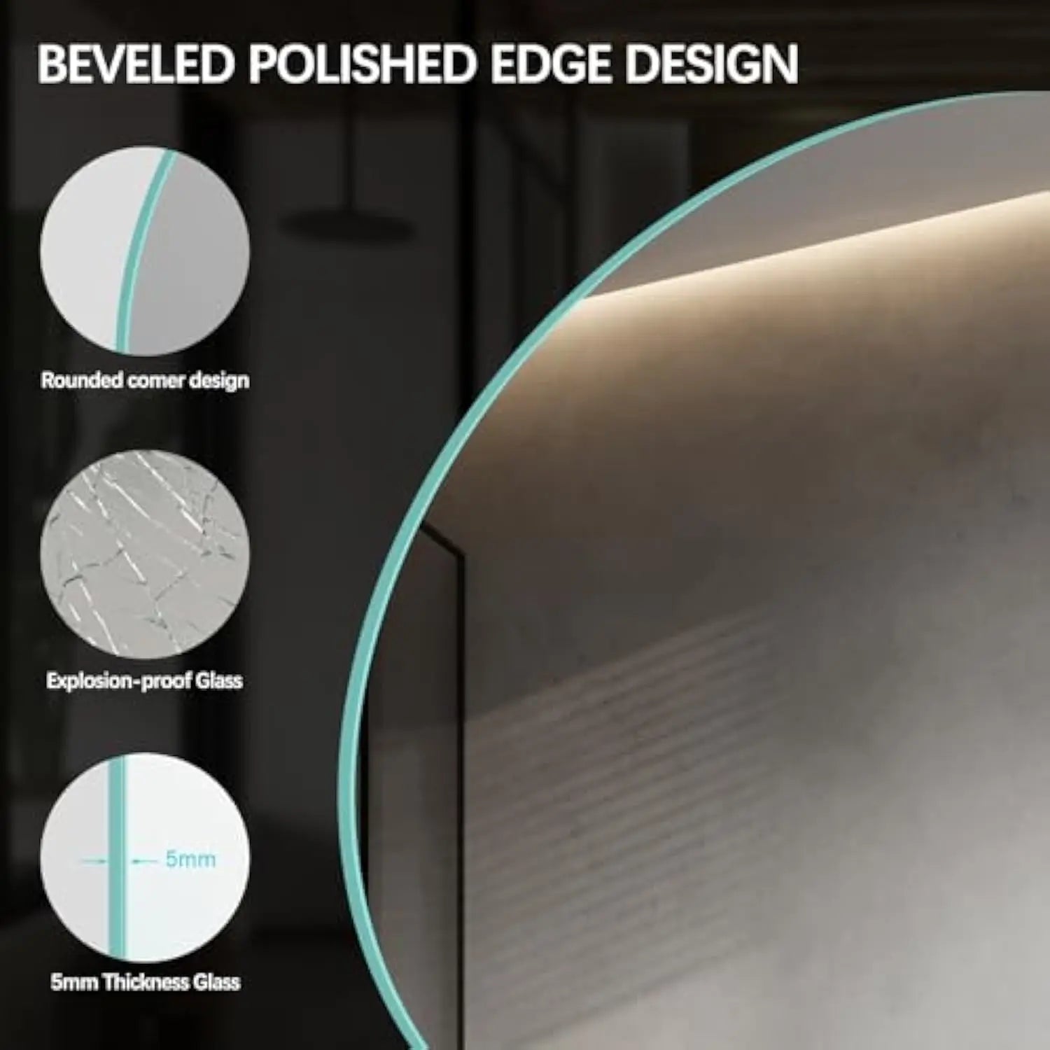 Round Led Bathroom Mirror with Light, 24 Backlit Mirror for Bathroom, Frameless Led Smart Vanity Mirror with 3 Color Lights, a