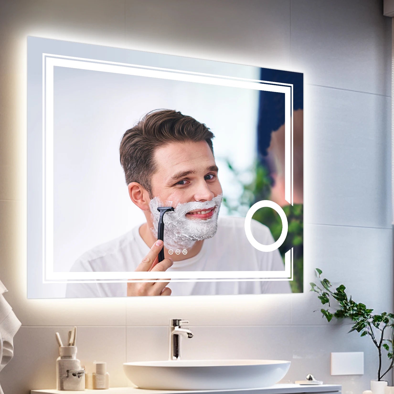 LUVODI LED Mirror Bathroom Wall Mounted Magnifying Mirror for Washroom Toilet Shower Vanity Makeup Shaving Mirrors