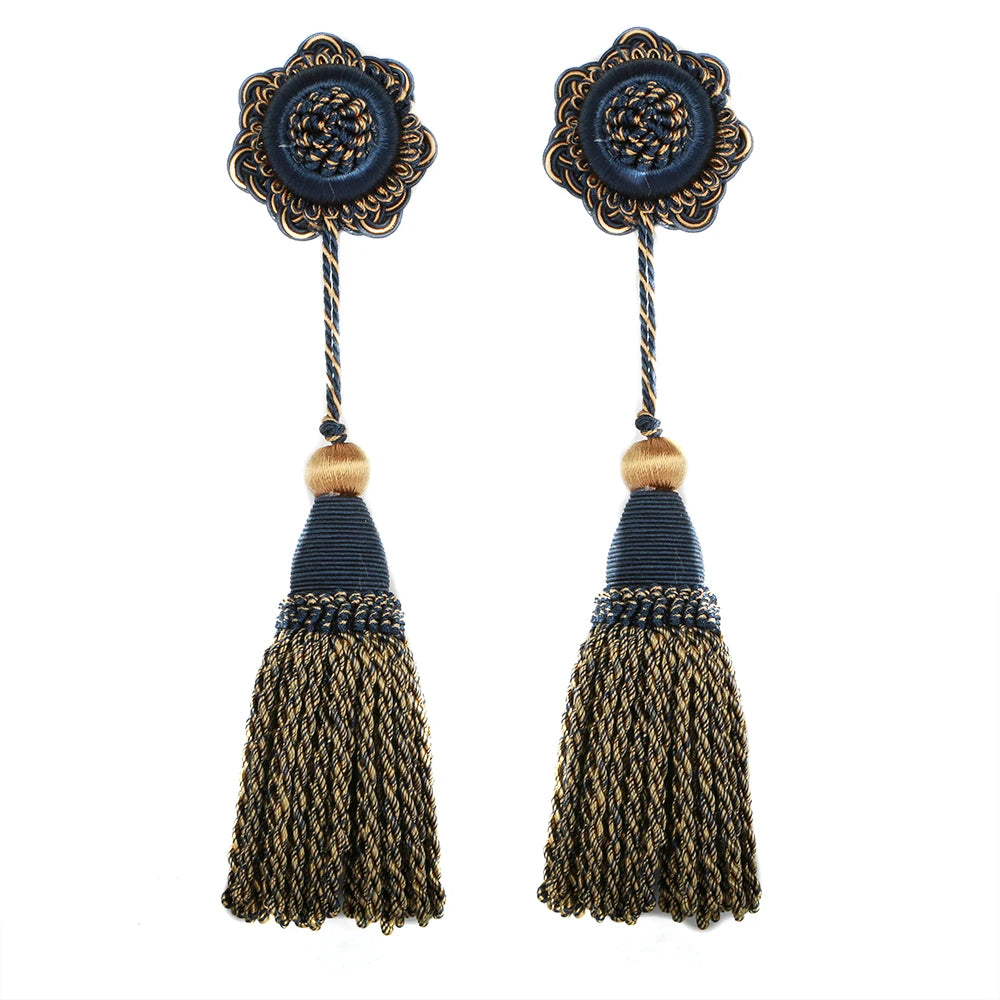 2Pieces Tassels Hanging Rope Curtain Accessories DIY Sewing Craft Fringe Trim Key Tassel for Bag Home Decor Fringed Gift