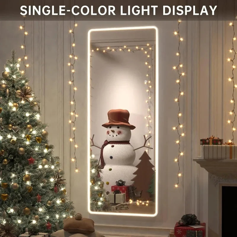55"x18" LED Full Length Mirror with Stand, Full Body Mirror with Bluetooth Speaker, Light Up Floor Mirror, Wall Mirror Full Size