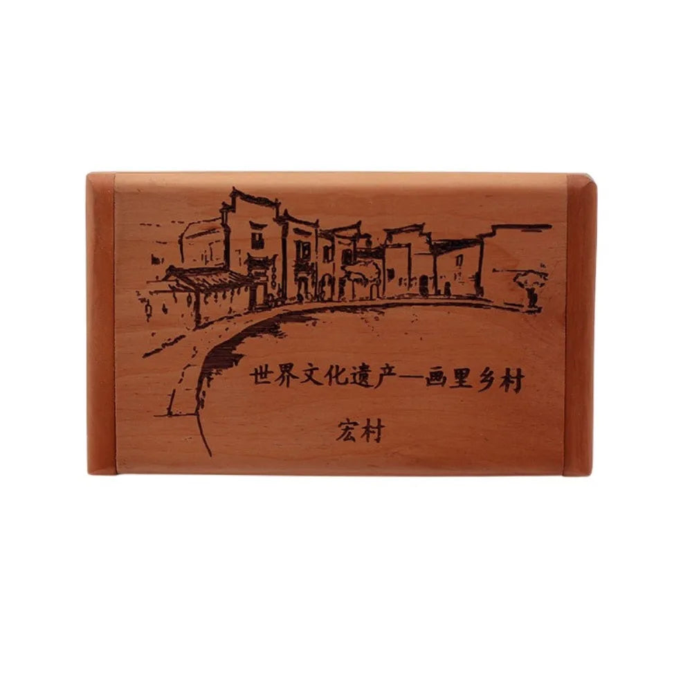 Durable 2 in 1 Wooden Comb Mirror Set Mini Peachwood Makeup Mirror Rectangle Vintage Foldable Pocket Mirror Girl Lady