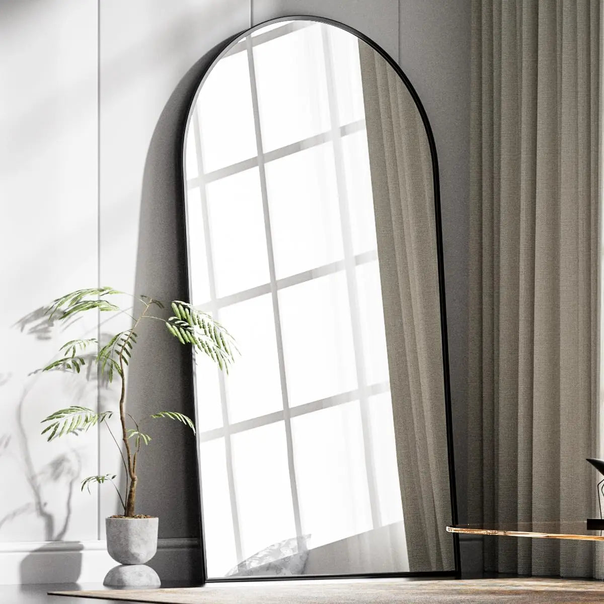 Arch Mirror Full Length, Floor Length Mirror, 76"x34" Wall Mirror Full Length, Oversized Floor Mirror, Aluminum Alloy Frame