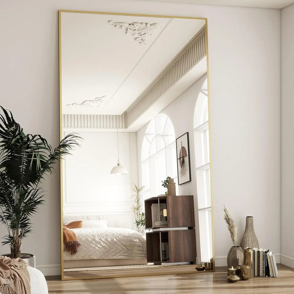 77"x38" Rectangle Full Body Floor Mirrors, Full Length Mirror Hanging or Leaning, Aluminum Alloy Frame Wall Mirror