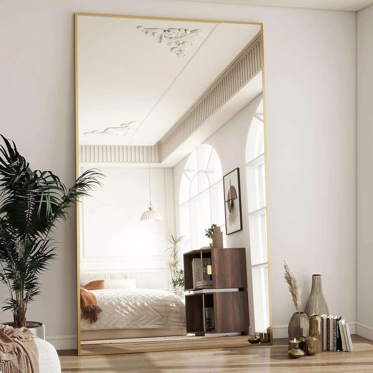 77"x38" Rectangle Full Body Floor Mirrors, Full Length Mirror Hanging or Leaning, Aluminum Alloy Frame Wall Mirror
