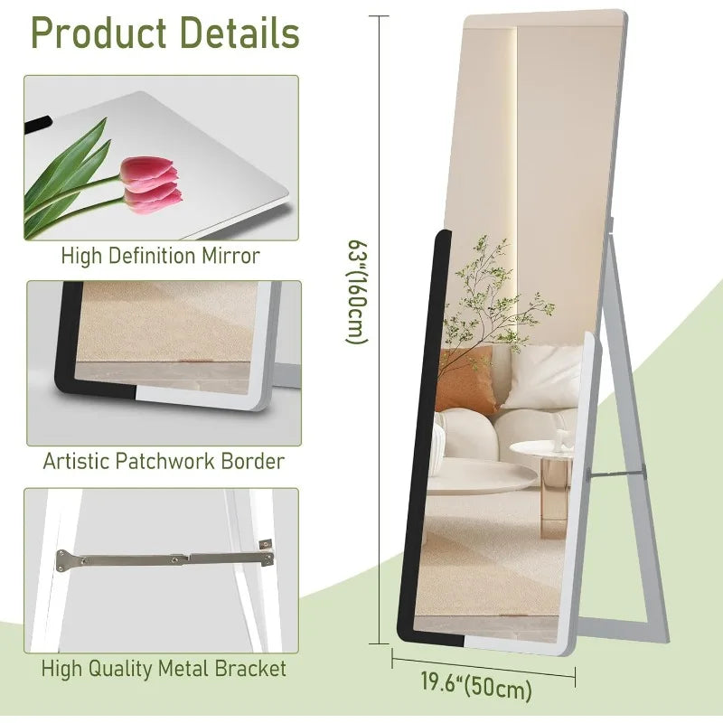 Full Length Floor Mirror, 63"x20" Standing Mirror, Full Body Mirror, Stand Up Mirror for Bedroom, Simple Modern Large
