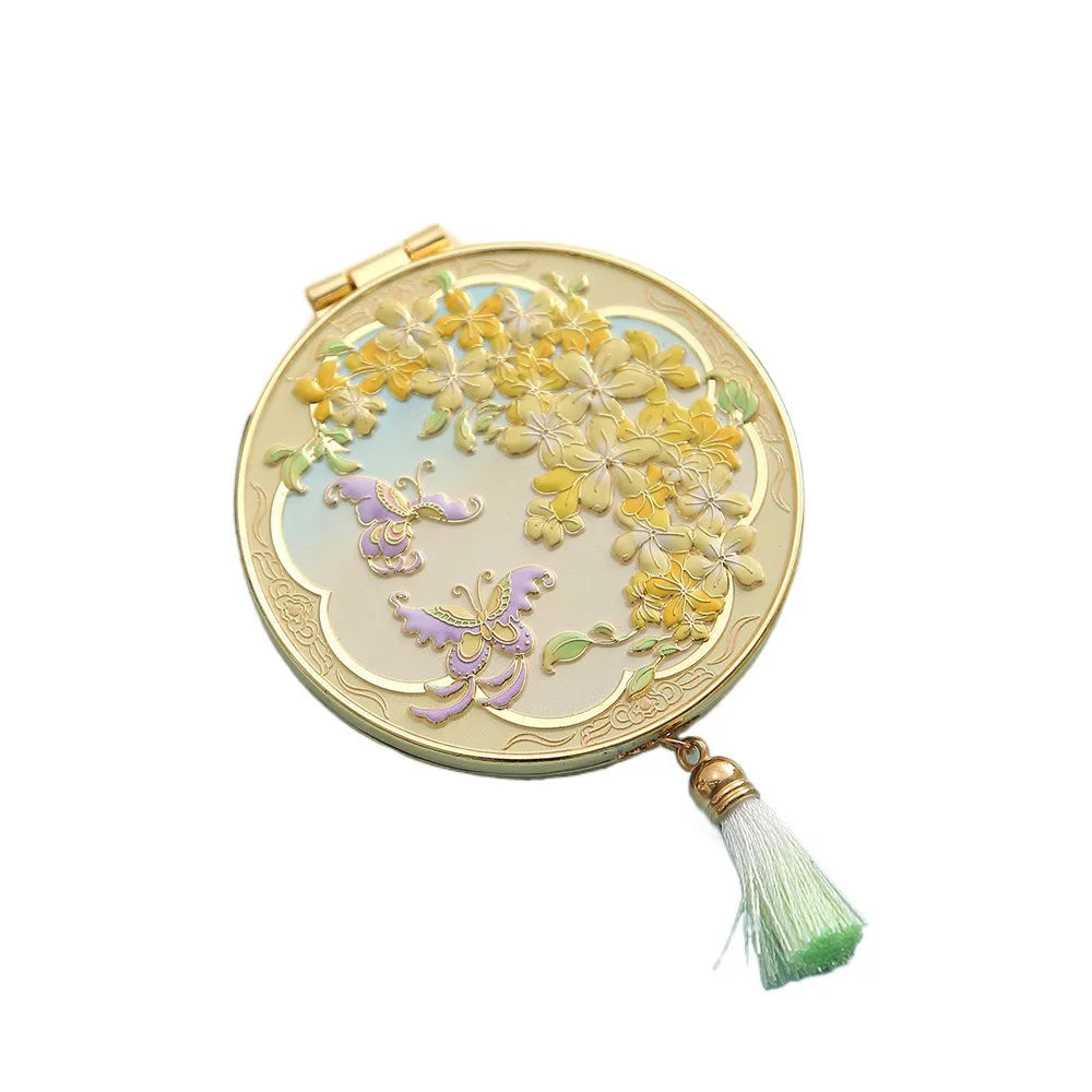 Crafts Metal Makeup Mirror Folding Portable Cosmetic Mirror Exquisite Creative Handheld Mirror Gift