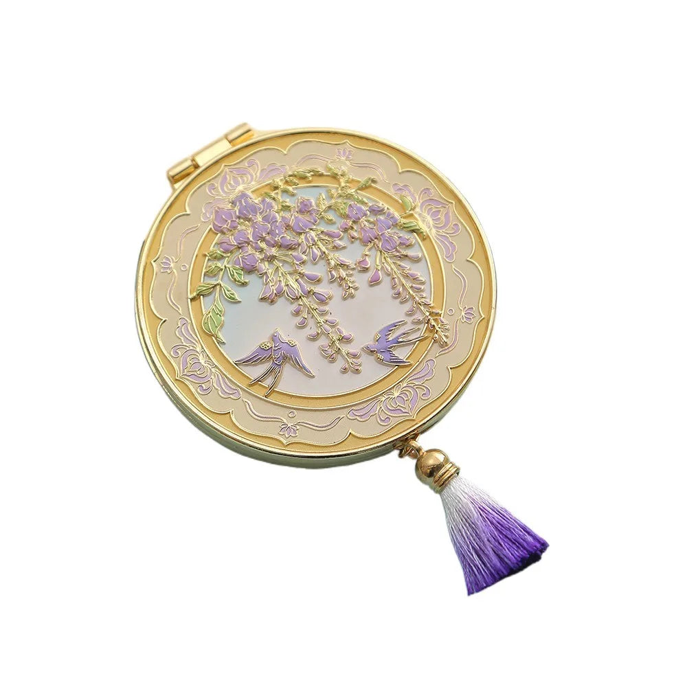 Crafts Metal Makeup Mirror Folding Creative Cosmetic Mirror Portable Exquisite Handheld Mirror Student
