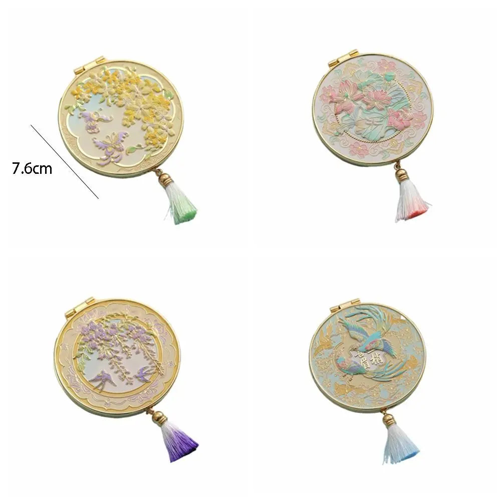 Crafts Metal Makeup Mirror Folding Creative Cosmetic Mirror Portable Exquisite Handheld Mirror Student