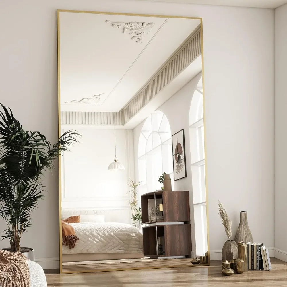77"x38" Rectangle Full Body Floor Mirrors, Full Length Mirror Hanging or Leaning, Aluminum Alloy Frame Wall Mirror