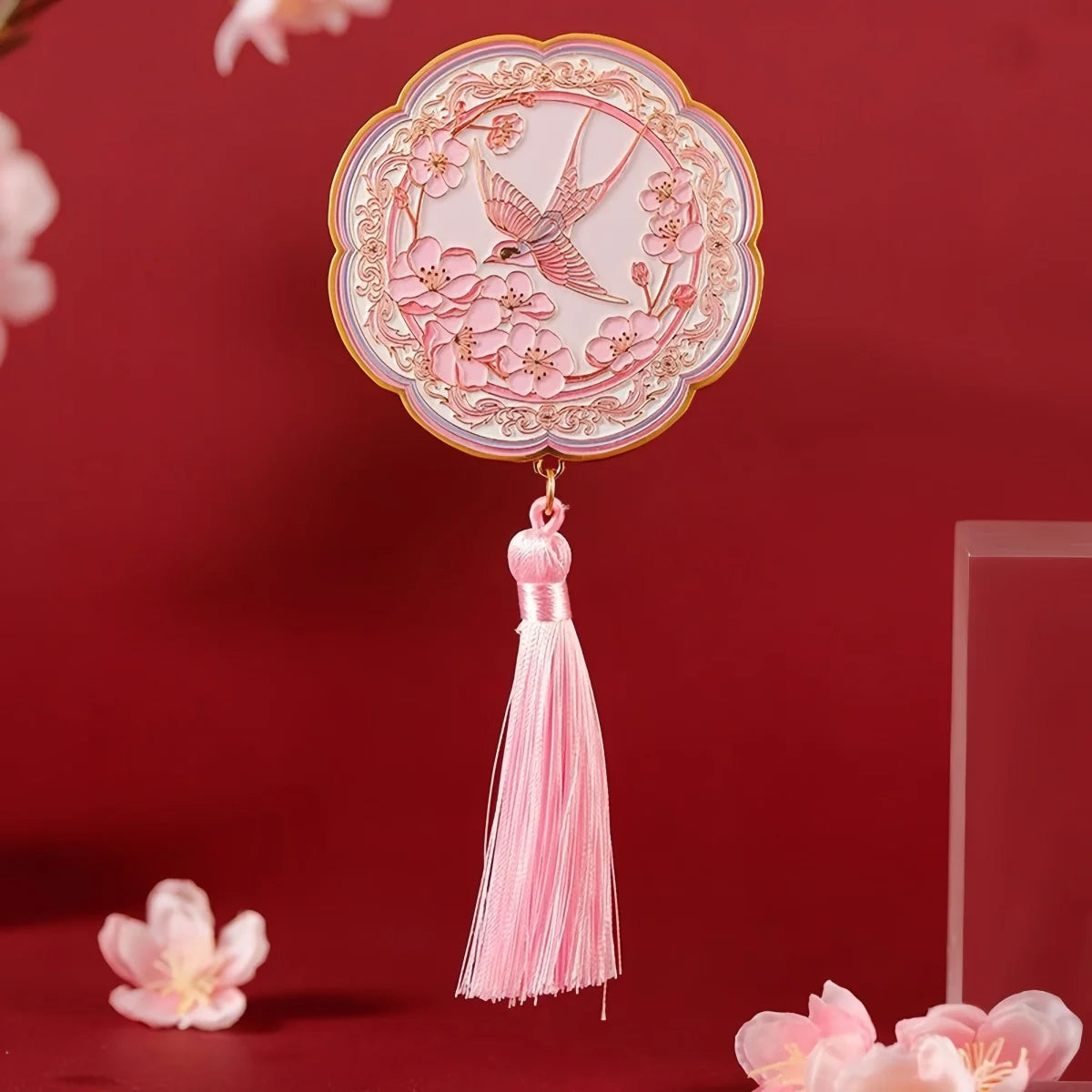 Chinese style tassel handheld makeup mirror for women luxurious gift box Holiday Gift for Women reapply makeup