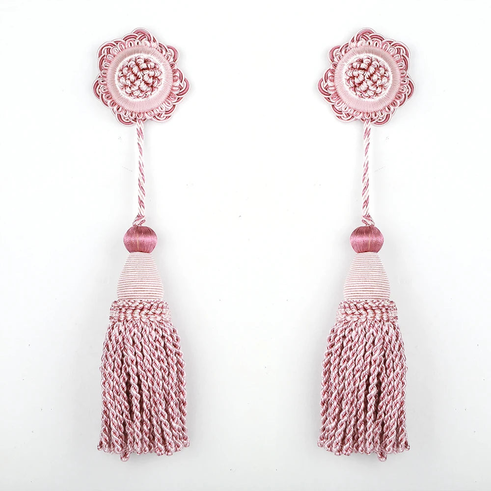 2Pieces Tassels Hanging Rope Curtain Accessories DIY Sewing Craft Fringe Trim Key Tassel for Bag Home Decor Fringed Gift