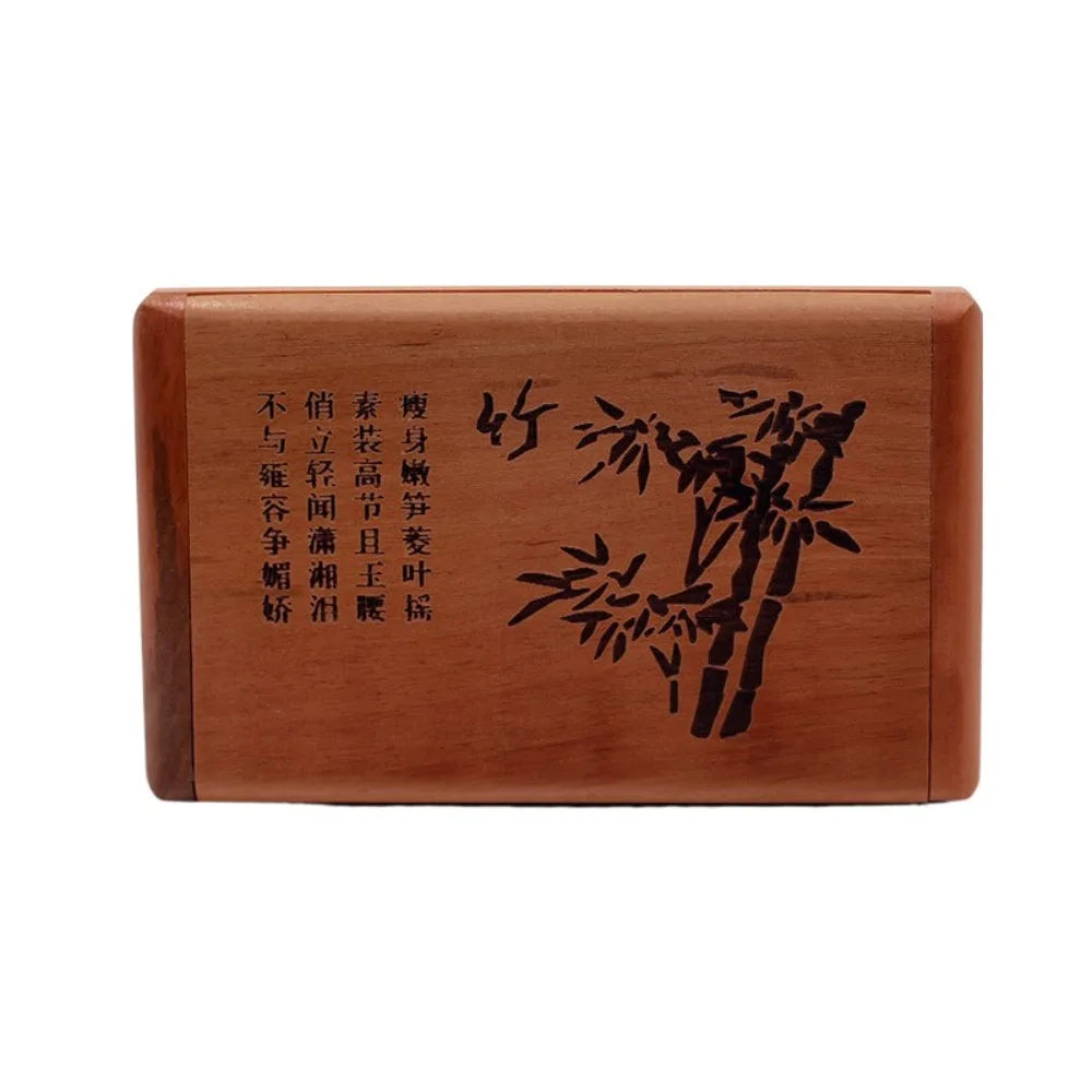 Durable 2 in 1 Wooden Comb Mirror Set Mini Peachwood Makeup Mirror Rectangle Vintage Foldable Pocket Mirror Girl Lady
