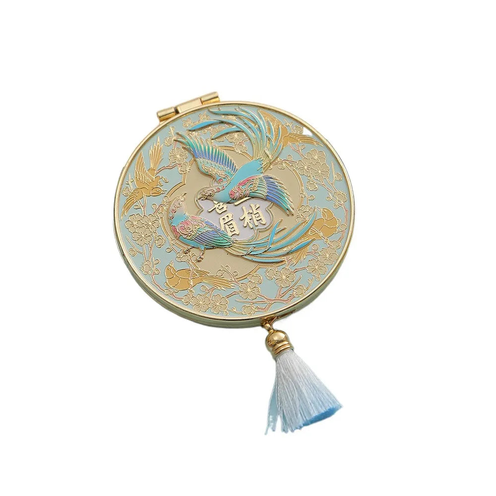Crafts Metal Makeup Mirror Folding Creative Cosmetic Mirror Portable Exquisite Handheld Mirror Student