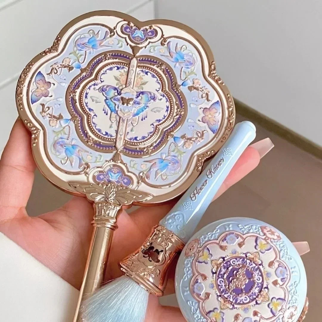 Flower Knows Butterfly Cloud Shoulder Holding Mirror Holding National Style Classical Princess Mirror