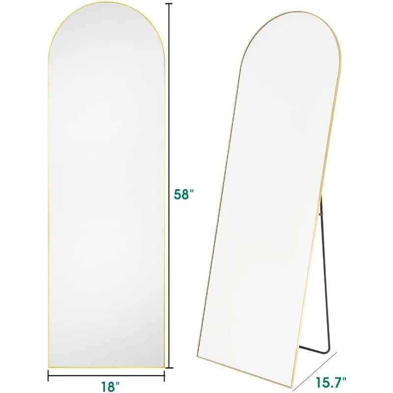 Arched Full Length Mirror - 18"58" Floor & Wall Mounted Mirror for Bedroom & Living Room, Gold