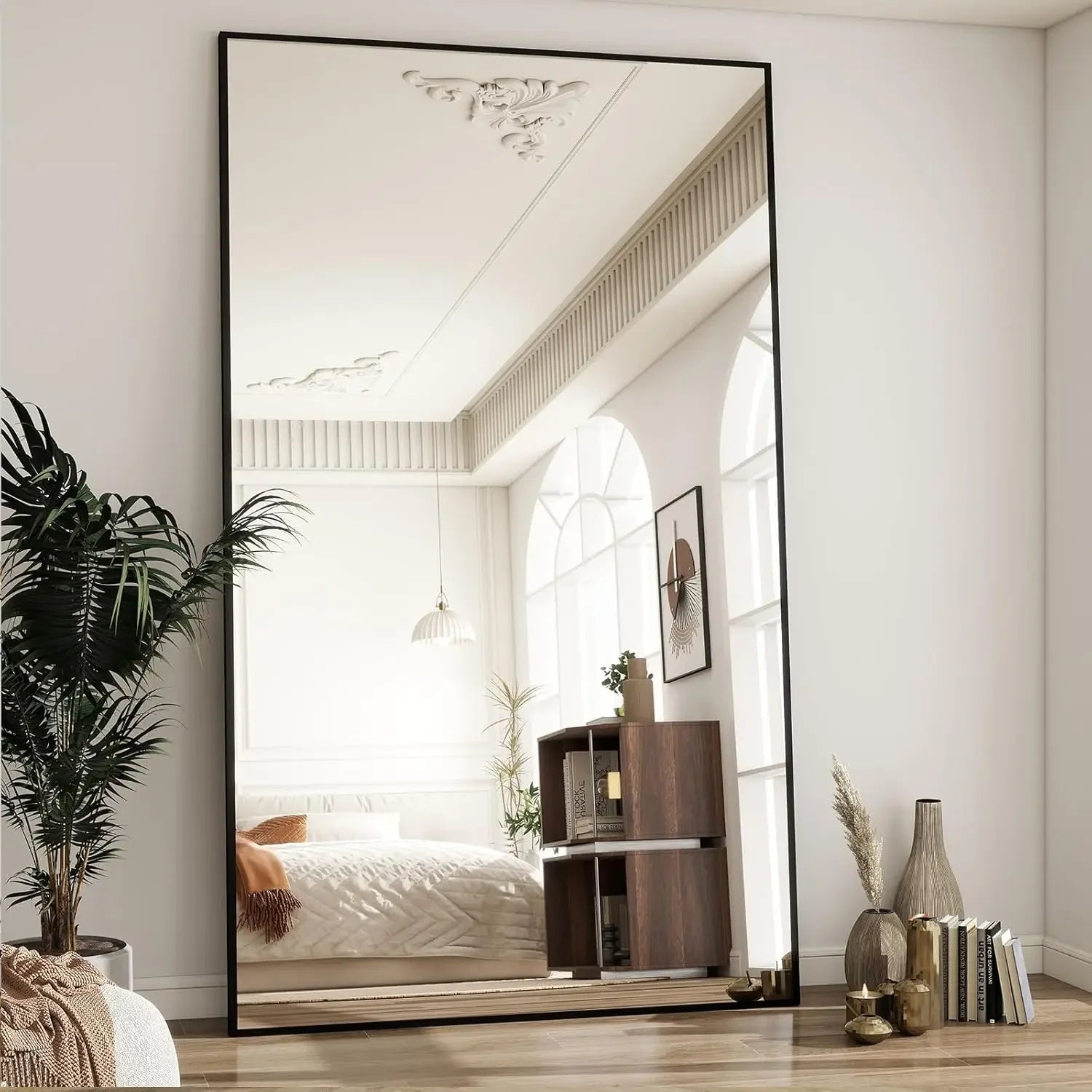 77"x38" Rectangle Full Body Floor Mirrors, Full Length Mirror Hanging or Leaning, Aluminum Alloy Frame Wall Mirror