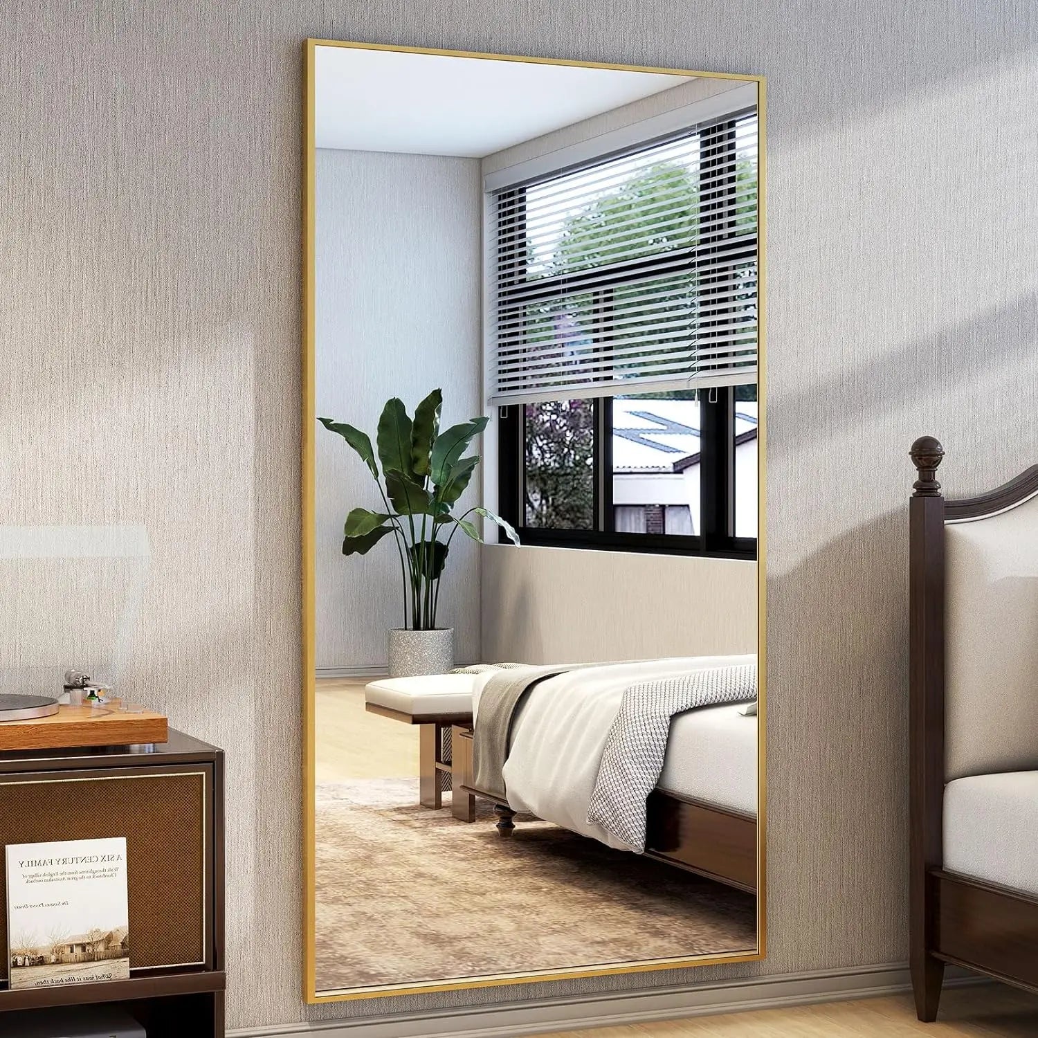 Full Length Mirror with Stand 34"x76" Full Body Mirror Floor Mirror Standing Hanging or Leaning Wall, Wall Mirror with Stand Alu