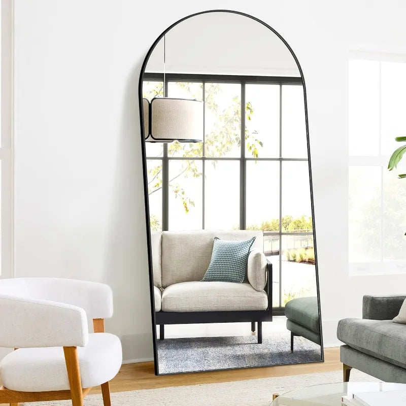 Arched Full Length Mirror, Black Standing Mirror, 75"x35" Full Body Mirror with Standing, Free Standing, Leaning Against Wall