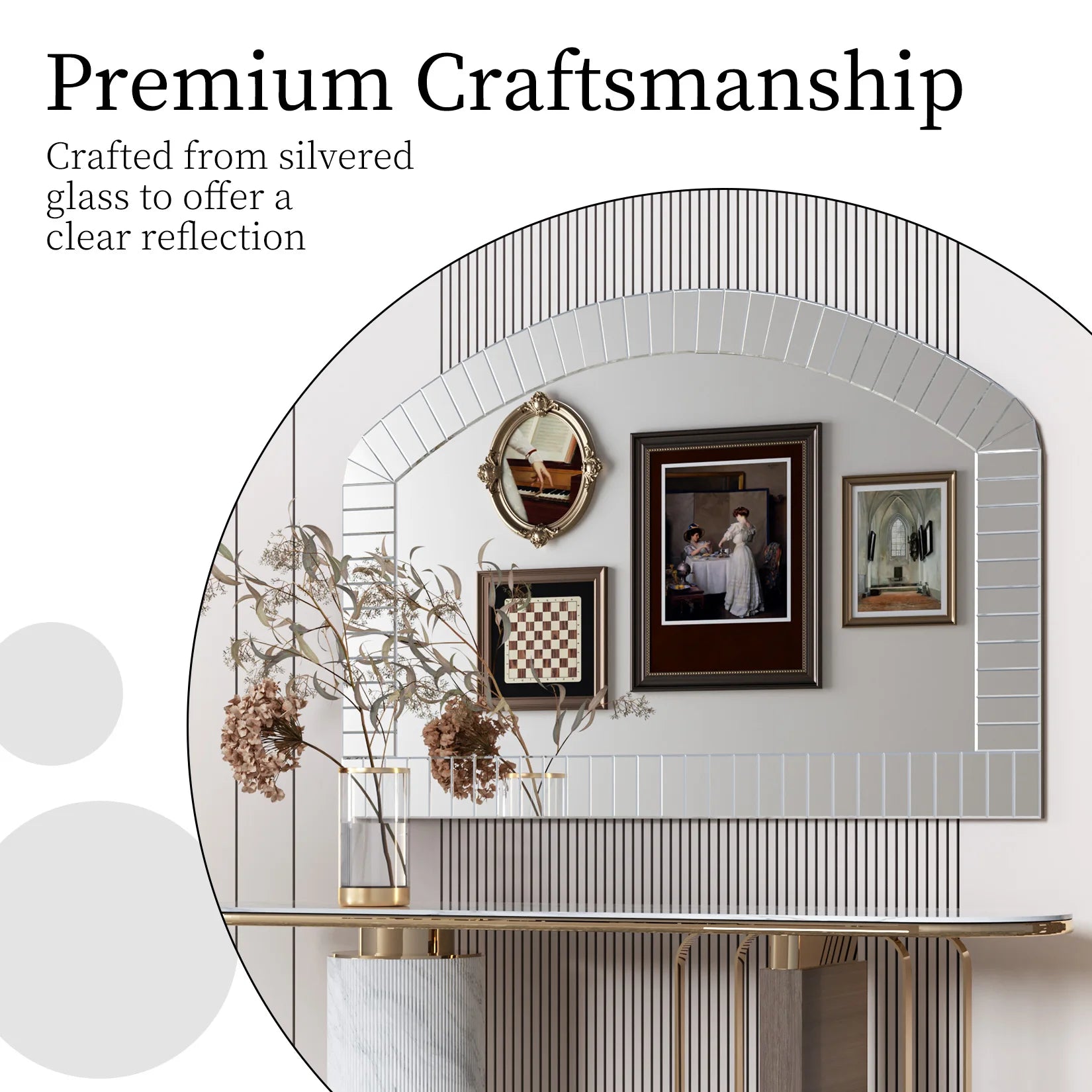 Large Silver Arched Wall Mirror, Silver Glass, Decorative Venetian Accent Mirror, Home Living Room Decor, Bling Beveled Edge