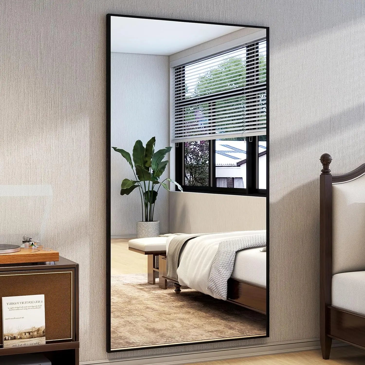 Full Length Mirror with Stand 34"x76" Full Body Mirror Floor Mirror Standing Hanging or Leaning Wall, Wall Mirror with Stand Alu