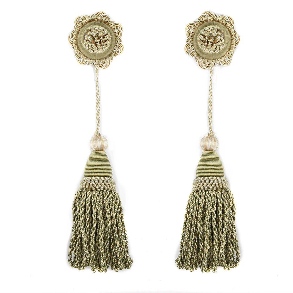 2Pieces Tassels Hanging Rope Curtain Accessories DIY Sewing Craft Fringe Trim Key Tassel for Bag Home Decor Fringed Gift